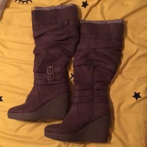 Brown wedges boots size 9
